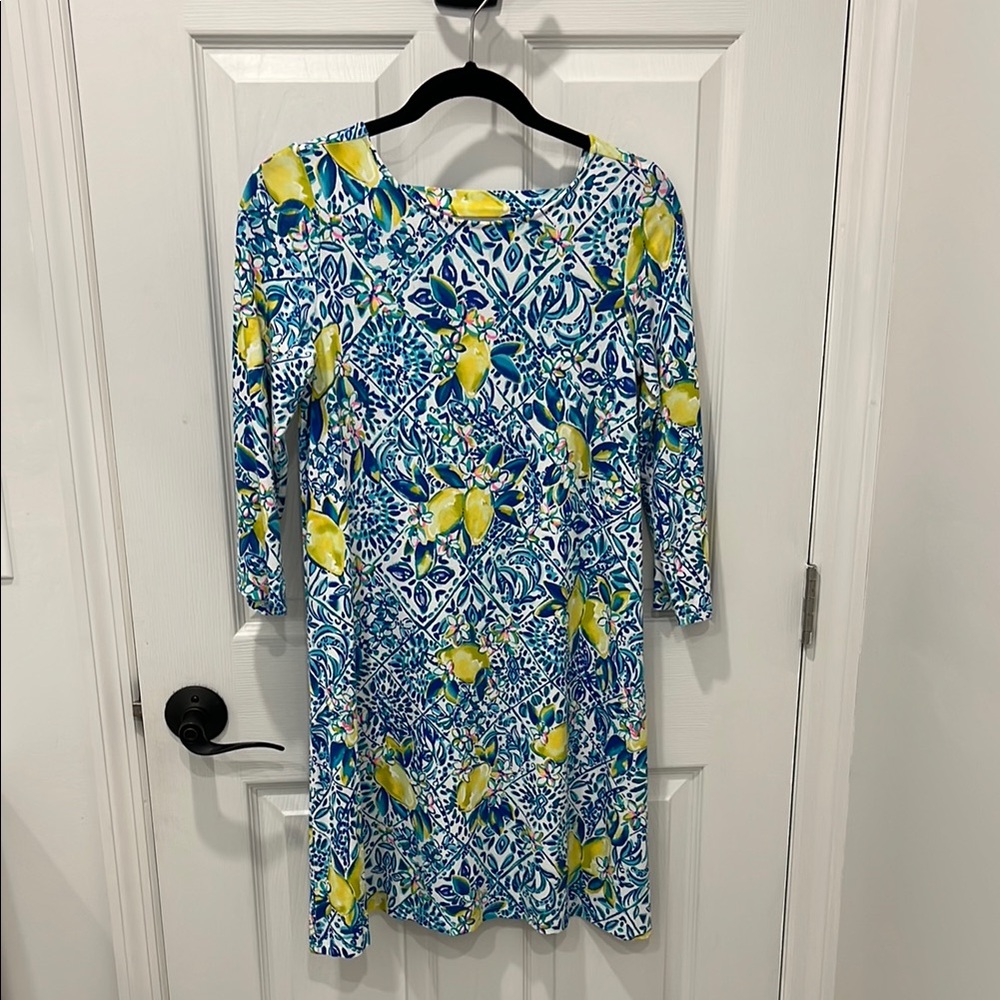 Vibrant Blue and Yellow Patterned Dress